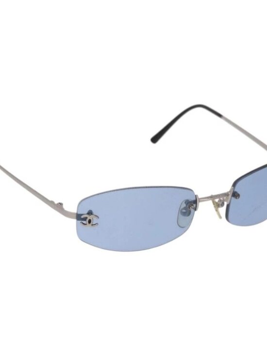 CHANEL Sunglasses metal Blue CC Auth 187883V main image 15